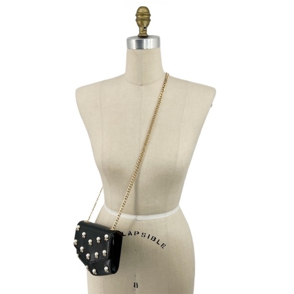 SANDRO Lou PM Black Leather Pearl Embellished Mini Leather Chain Bag - Picture 13 of 15